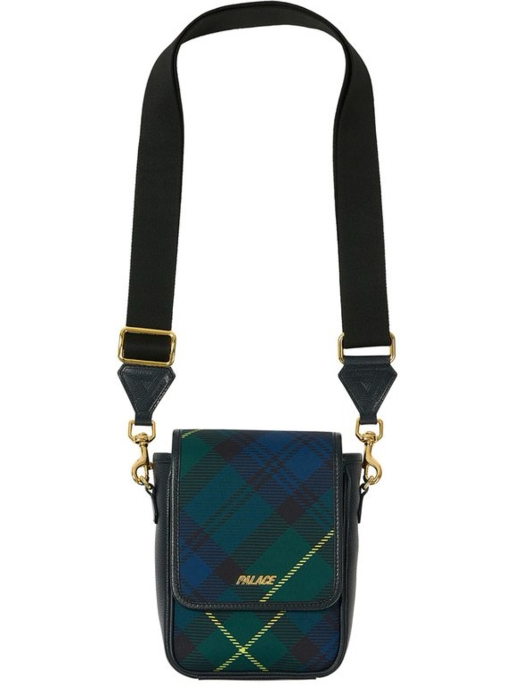 Palace P-Lux Shot Bag ‘Black Watch’ Canvas Tartan Men's FW25 Logo Travel Bag